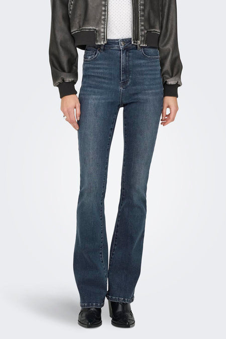 MILA FLARE - blue black denim