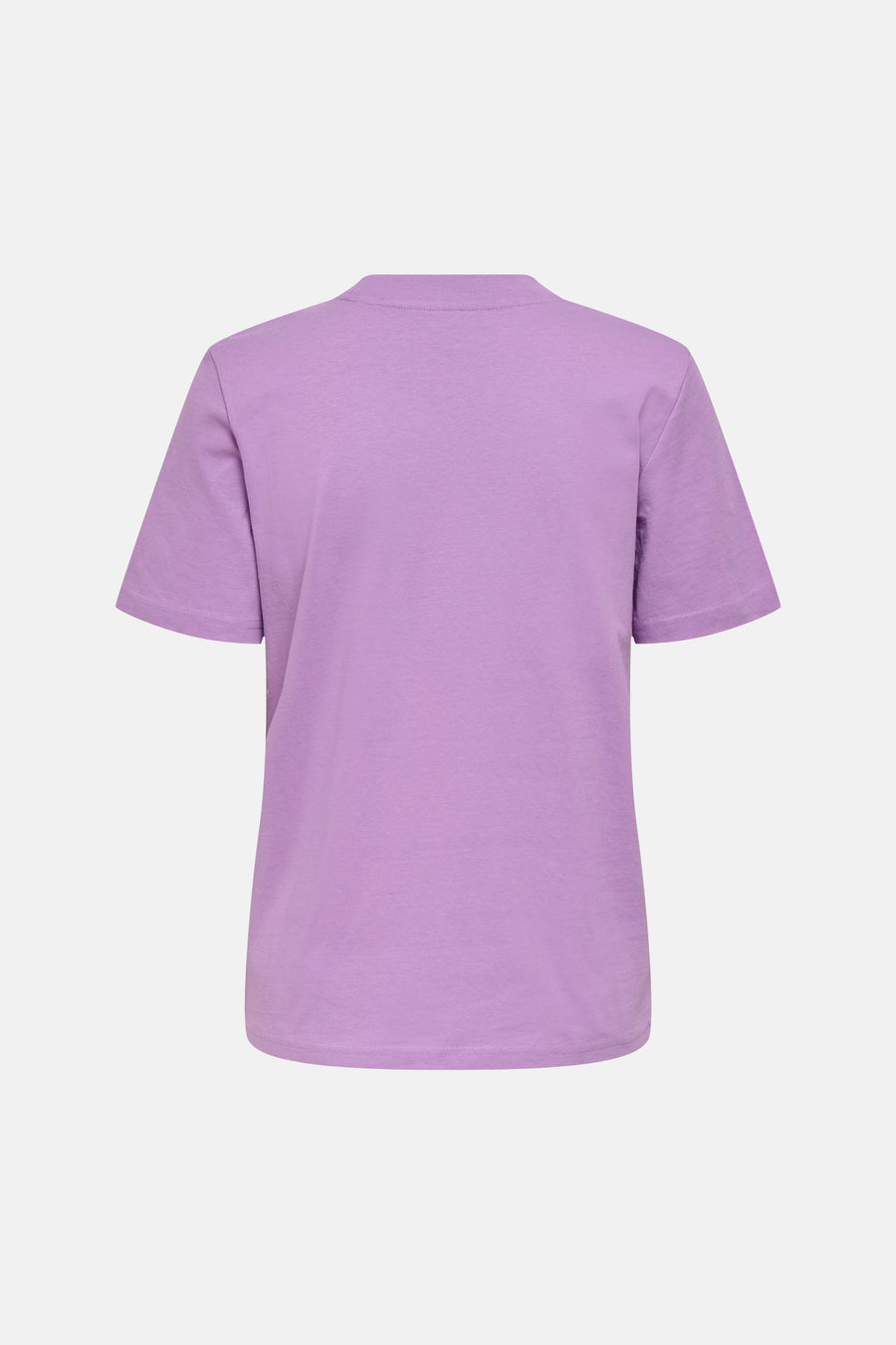 T-shirt violet de ONLY® à manches courtes et col rond montant, dos visible.