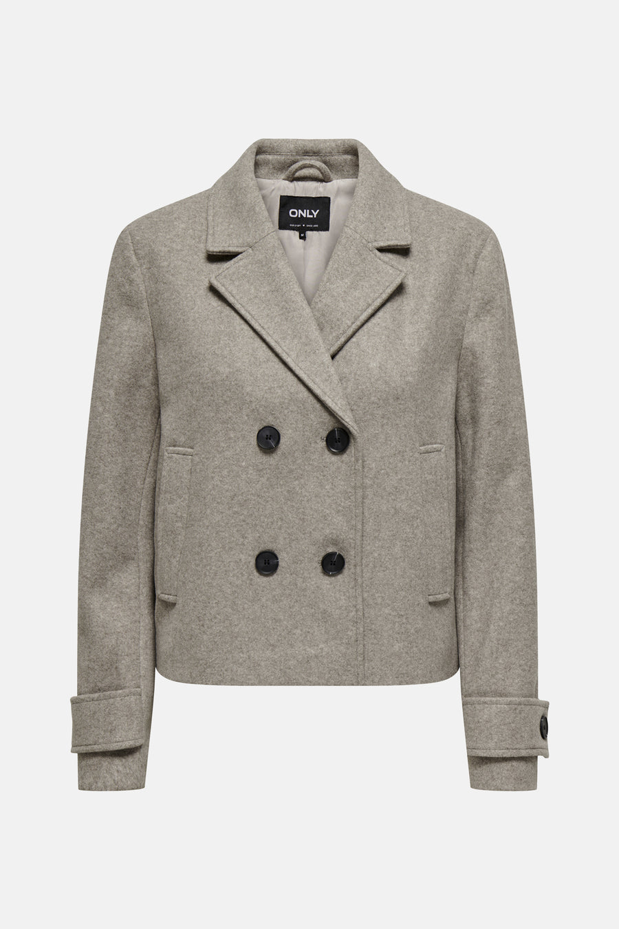 Manteau court beige ONLY avec fermeture à double bouton et manches à boutons.
