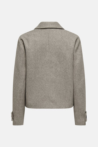 Manteau court beige d'ONLY, avec une longue et des manches longues et des détails de boutons.