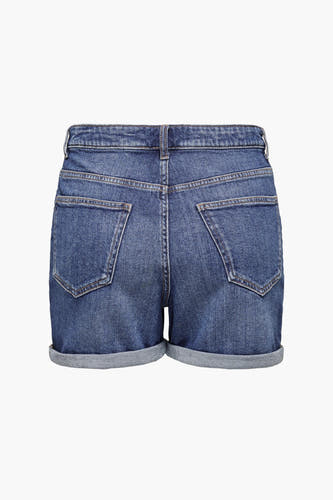 Short en denim bleu marine de ONLY, avec des poches arrière et des ourlets rabattus.
