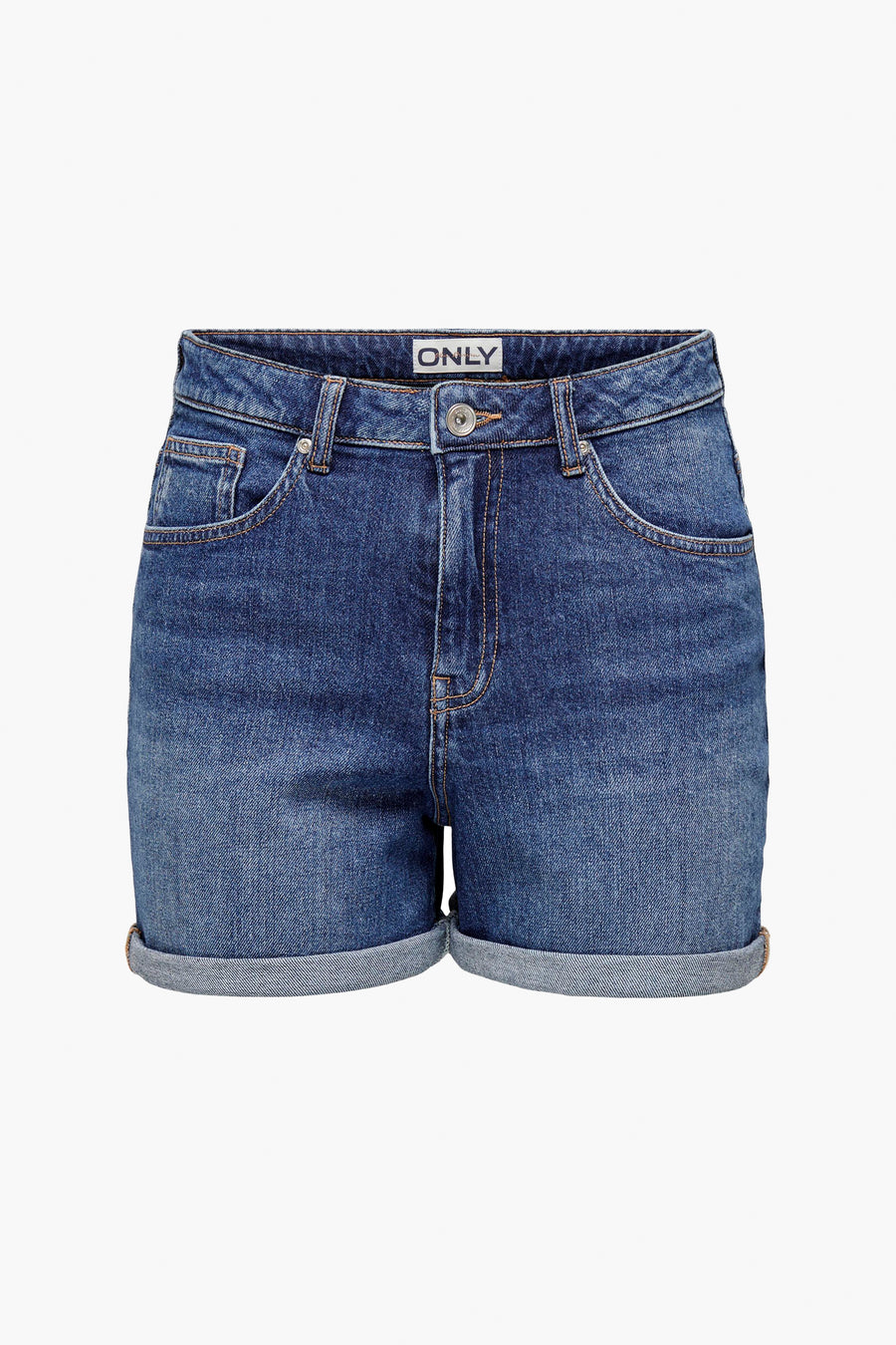 Short en denim bleu ONLY avec des poches et des poches.