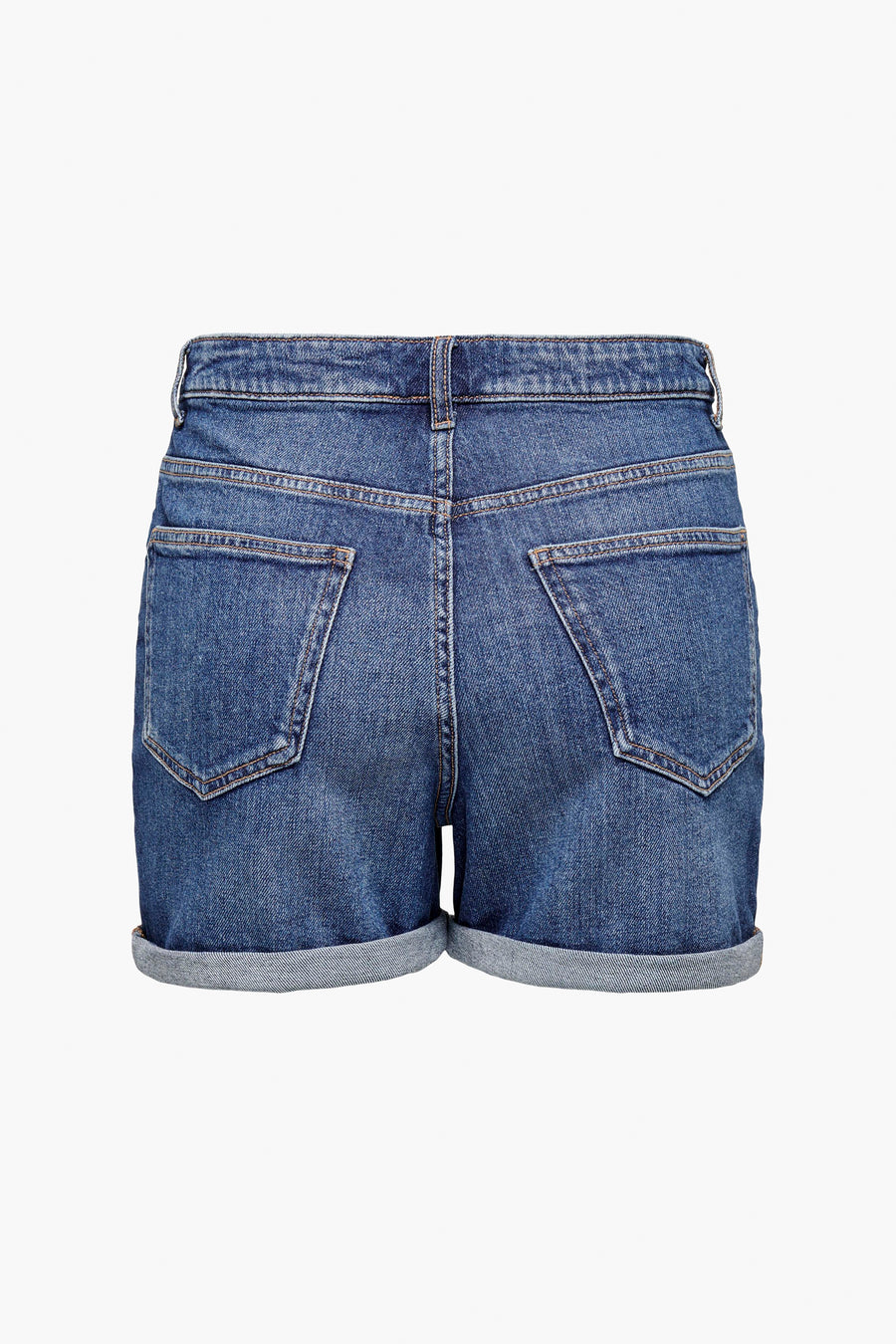 Short en cim ONLY® en bleu marine, avec des poches arrière et des revers.