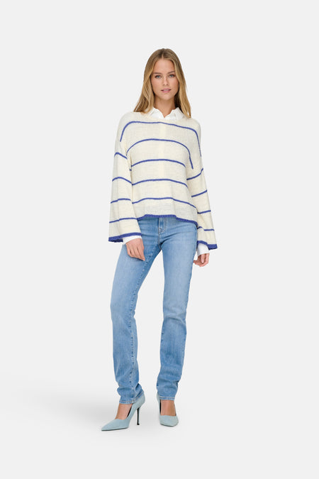 ONLGEENA 7/8 STRIPE O-NECK KNT NCA