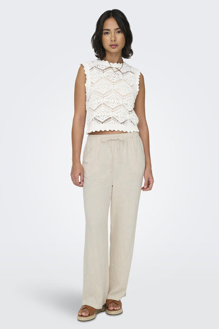 ONLSIESTA MW PULL-UP LINEN BL PNT NOOS