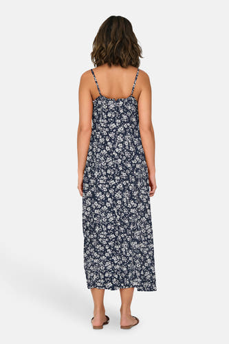 Robe sans manches bleue d'ONLY avec imprimé de fleurs, vue de derrière.