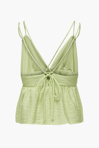 Blouse verte verte sans manches ONLY, avec des bandes croisées et un détail rayé sur le dos.