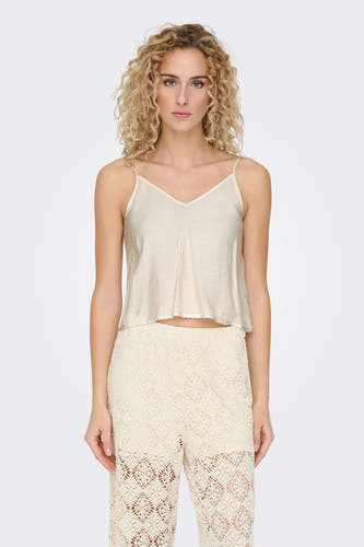 Blouse à manches longues écru de ONLY, avec des fines bandes et une jupe évasée.
