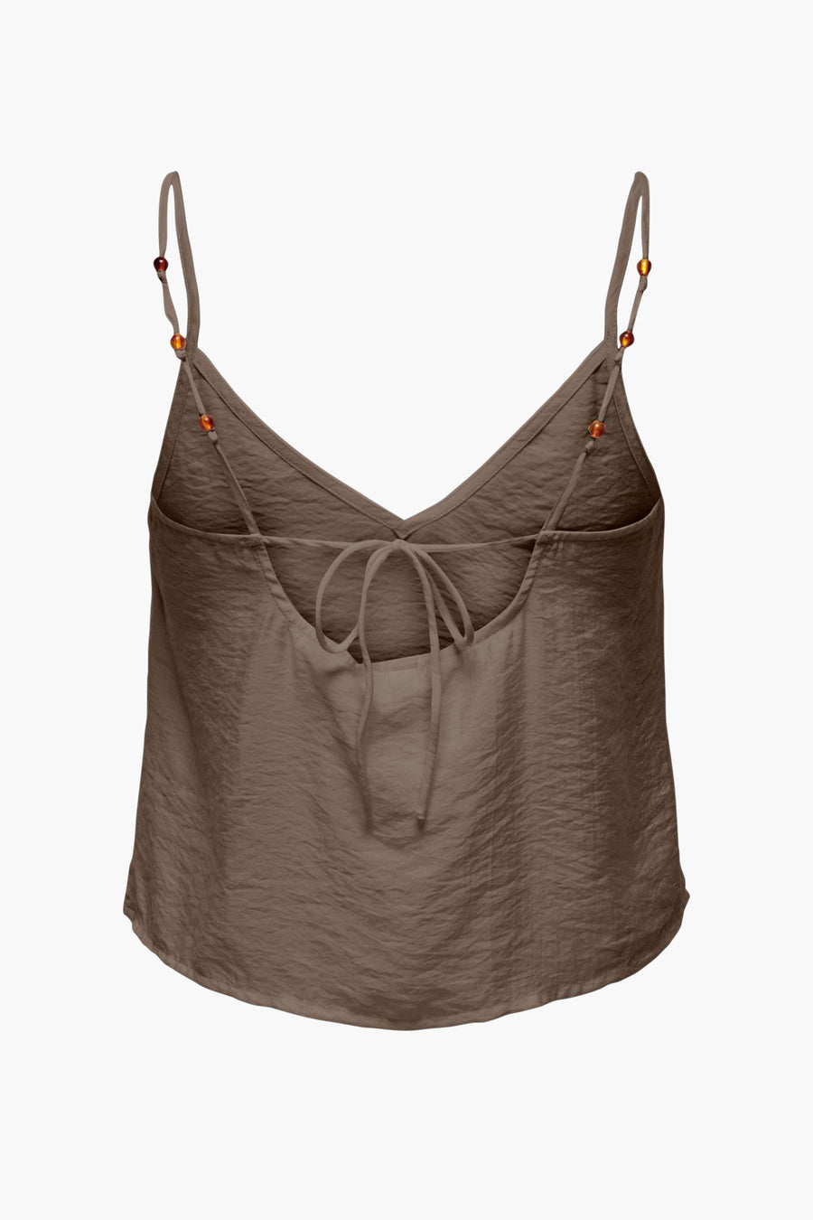 Bruinbruine top met parels.
