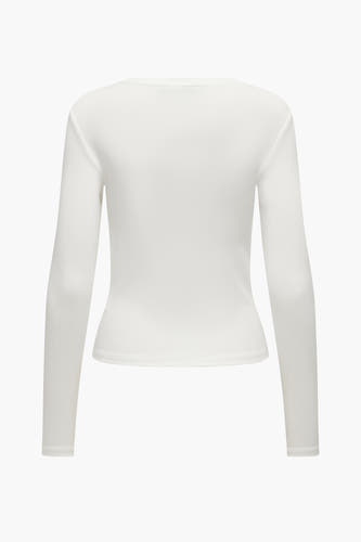 T-shirt écru à manches longues de ONLY®, dos uni.