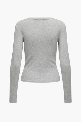 T-shirt gris à manches longues de ONLY, motif uni et col rond.