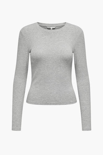 T-shirt gris à manches longues d'ONLY, uni et taillé.