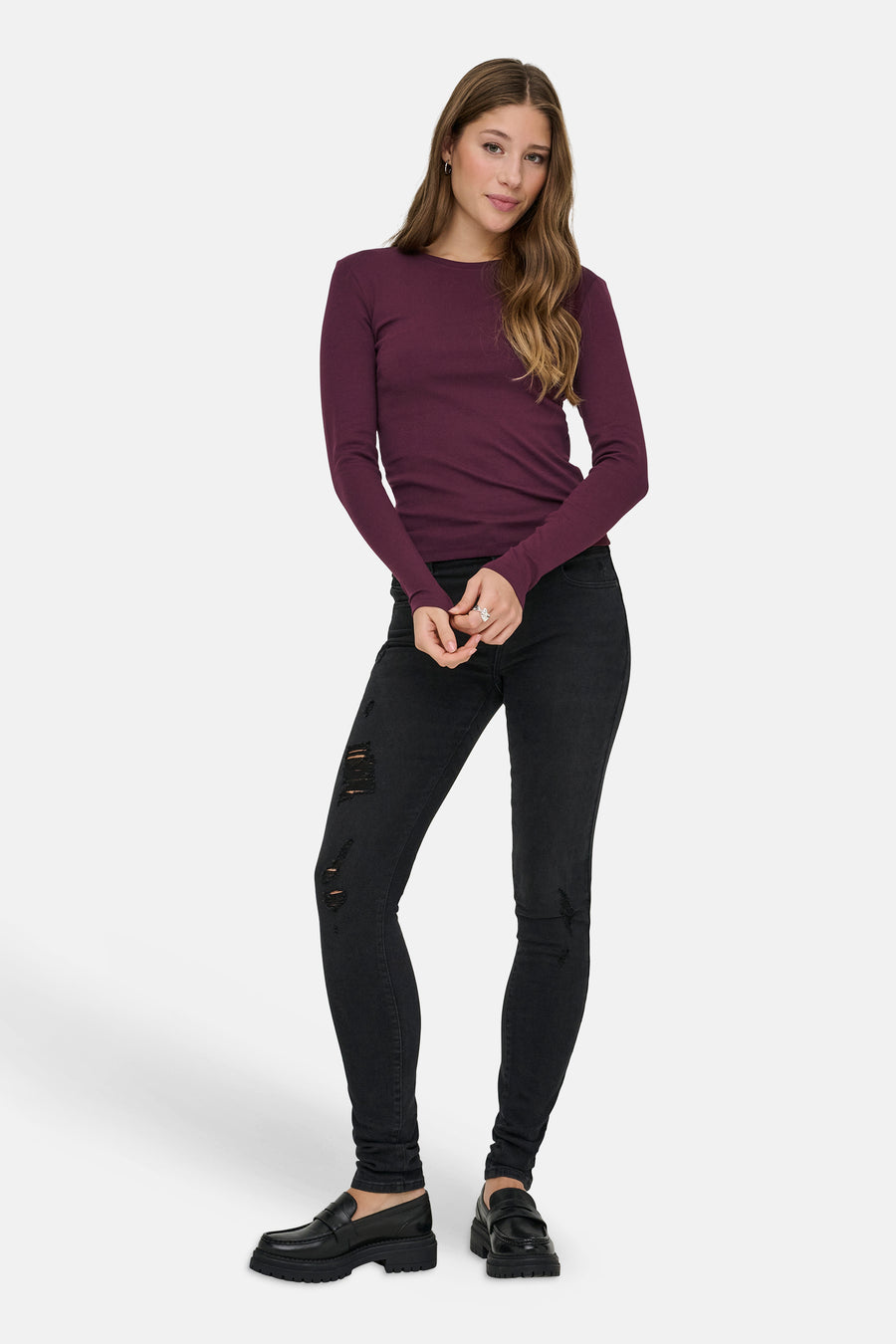 Top uni manche longue mauve - ONLY®