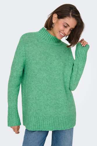 Gilet vert de ONLY® avec une texture douce, des manches longues et des détails côtelés.