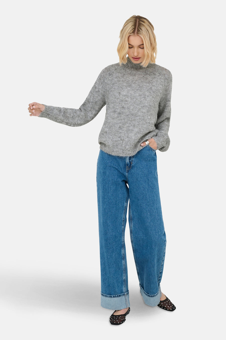 Pull à col roulé - gris - JDY