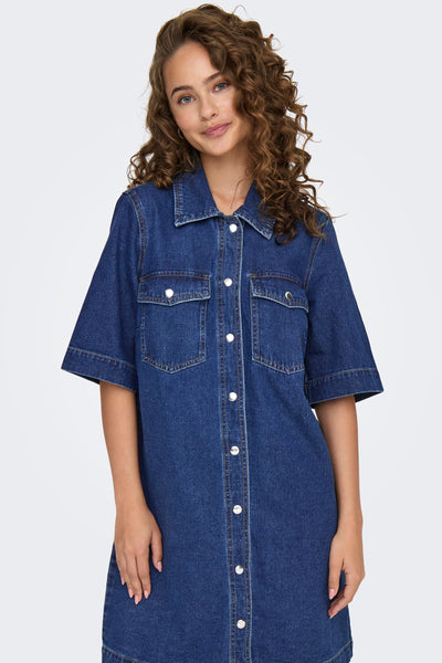 Robes manches courtes Dark blue denim - ONLY®
