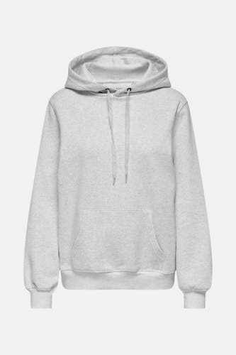 Pull gris à capuche ONLY, avec longues manches, une poche kangourou et des cordons.