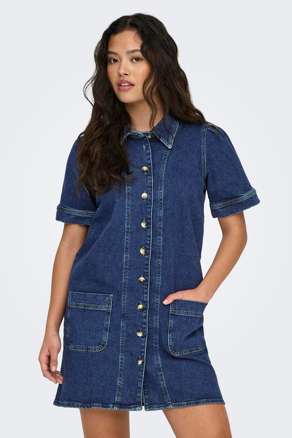 Robes manches courtes Dark blue denim - ONLY®