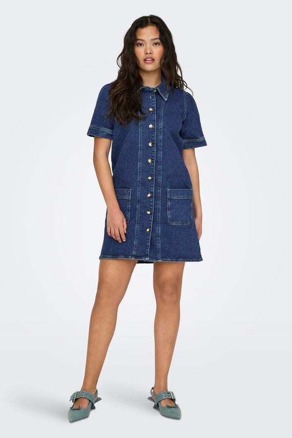 Robes manches courtes Dark blue denim - ONLY®