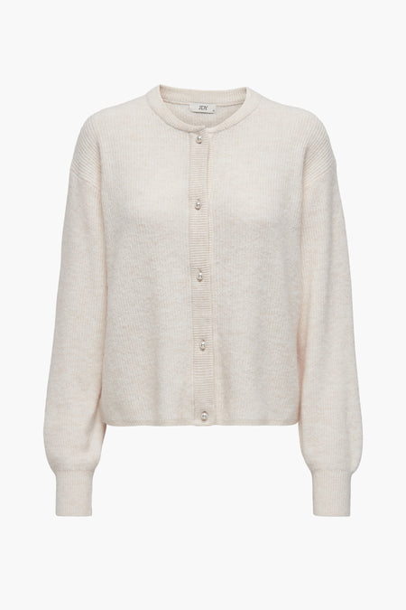 Cardigan écru de JDY avec boutons en nacre et manches longues.