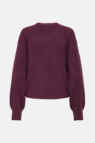 Cardigan marron de JDY avec des manches longues et une texture tricotée sur un fond uni.