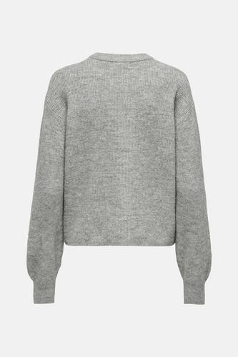 Gilet gris JDY avec des manches longues, une texture rayée et un design simple.