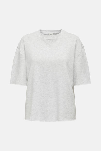 T-shirt gris à manches courtes de JDY, avec un col rabattu et un motif uni.