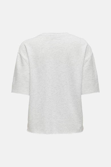 Grijs T-shirt met korte mouwen van JDY, met een gerafelde zoom en een effen patroon.