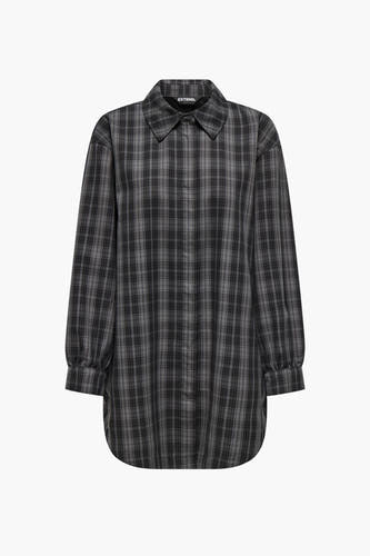 Gris, chemise à manches longues de ONLY, avec un motif à carreaux et une fermeture à boutons sur les poignets.
