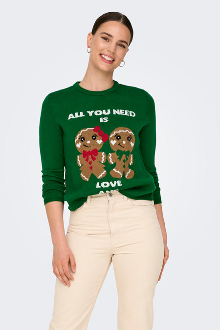 ONLXMAS GINGERBREAD LS O-NECK BOX KNT