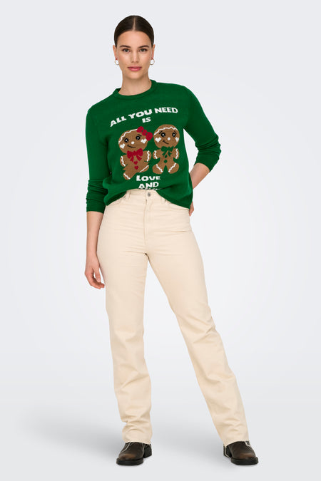 ONLXMAS GINGERBREAD LS O-NECK BOX KNT
