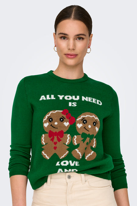 ONLXMAS GINGERBREAD LS O-NECK BOX KNT