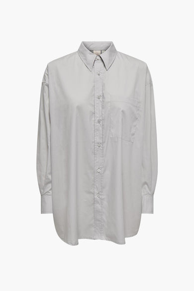 Gris, chemise à longues manches de ONLY, avec un col classique et une fermeture à boutons-pression, dos.