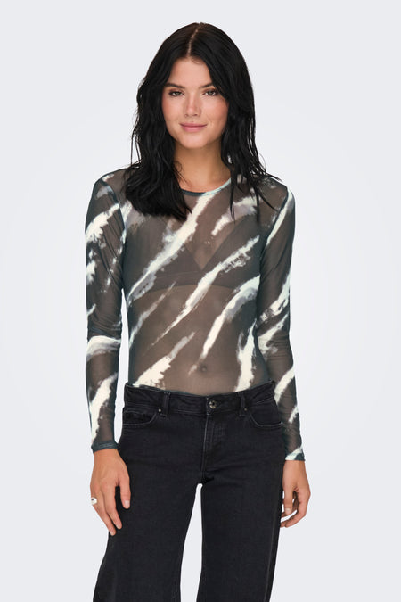 ONLPARIS L/S O-NECK MESH TOP JRS