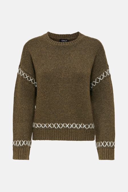 ONLAMANDA LIFE LS O-NECK DETAIL KNT NOOS