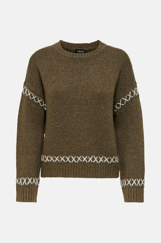 Pull à col rond - Kaki - ONLY® - 4