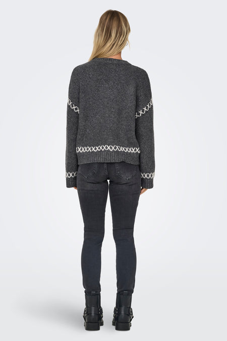 ONLAMANDA LIFE LS O-NECK DETAIL CC KNT