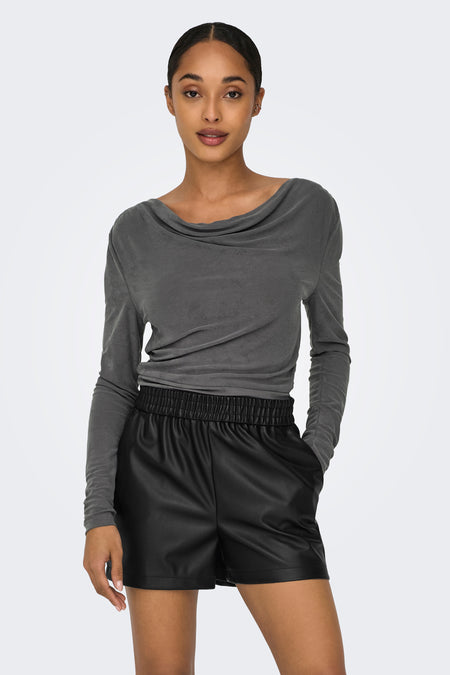 ONLFREE L/S STRUCTURE BOATNECK TOP JRS