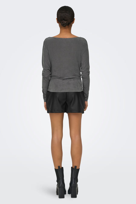 ONLFREE L/S STRUCTURE BOATNECK TOP JRS