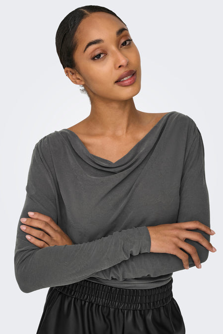 ONLFREE L/S STRUCTURE BOATNECK TOP JRS