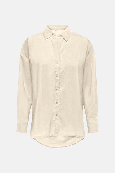 Chemise écru à longues manches de JDY, avec fermeture à boutons et col rond.