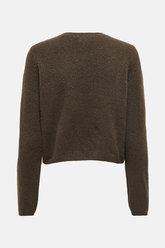 Veste brune de JDY, avec des manches longues et une texture lisse tr tricotée sur un fond uni.