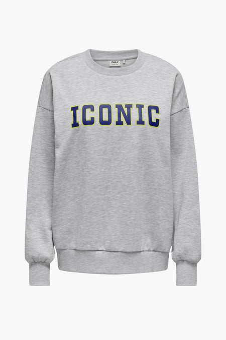 Gilet gris de ONLY®, avec des manches longues et un col rond, vu sur l'arrière.