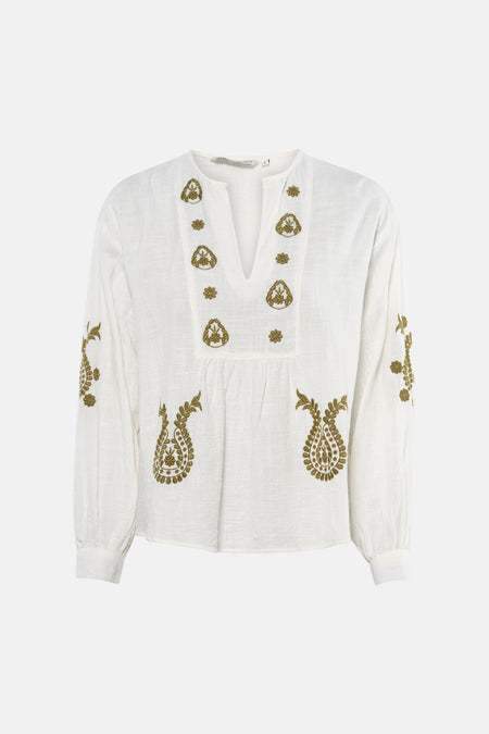 Blouse à manches longues - blanc