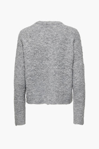 Sweat-shirt gris à col rond ONLY, avec une texture tricotée épaisse et des manches longues, dos.