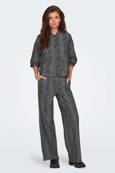 Grijze colorbroek van JDY, met een wijd model en een tweed-achtige textuur.