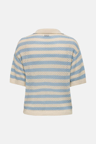 Polo rayé bleu de JDY courtes man man, avec une texture ouverte tr