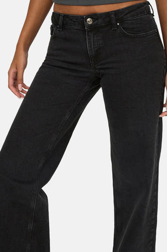 Jean wide bleu foncé d'ONLY, avec une texture denim classique.