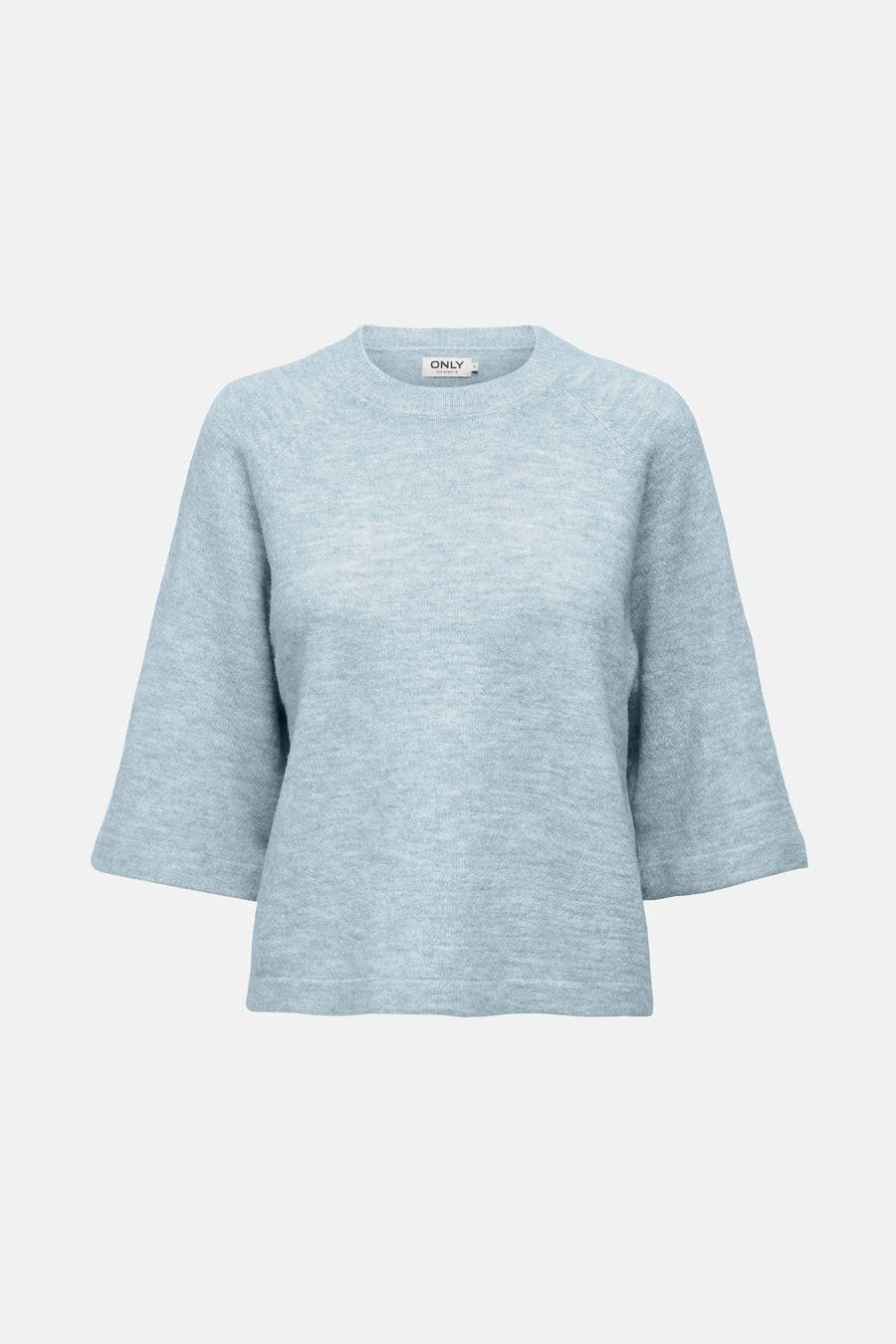 T-shirt bleu marine à col rond ONLY, avec des manches trois-quarts et un motif uni.