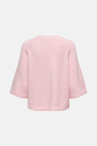 T-shirt rose avec col rond de ONLY, avec des manches trois-quarts larges et une subtile texture.